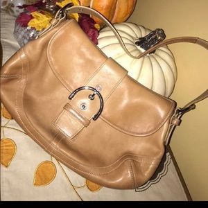 Coach Soho Brown  Tan Leather Satchel Hobo Bag Shoulder Purse